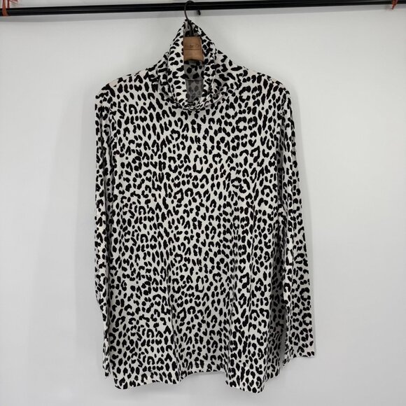Lands End Womens Leopard Print Long Sleeve Turtleneck Top size 1X shaped fit - Picture 2 of 12